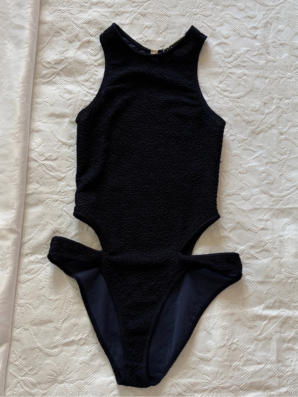 Sleeveless Black Textured Bodysuit